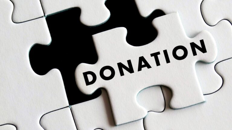 Puzzleteil mit dem Wort „DONATION“, das ein fehlendes Stück ergänzt und Behandlungsoptionen bei Kinderwunsch wie Embryoadoption und doppelte Spende symbolisiert.